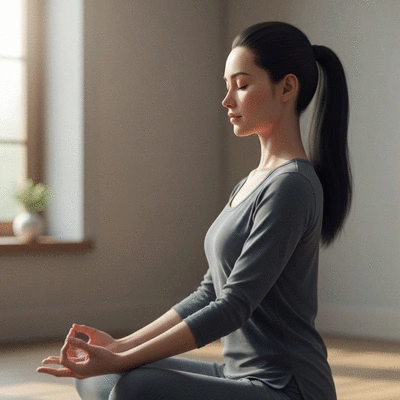 User practicing relaxation techniques such as yoga or meditation